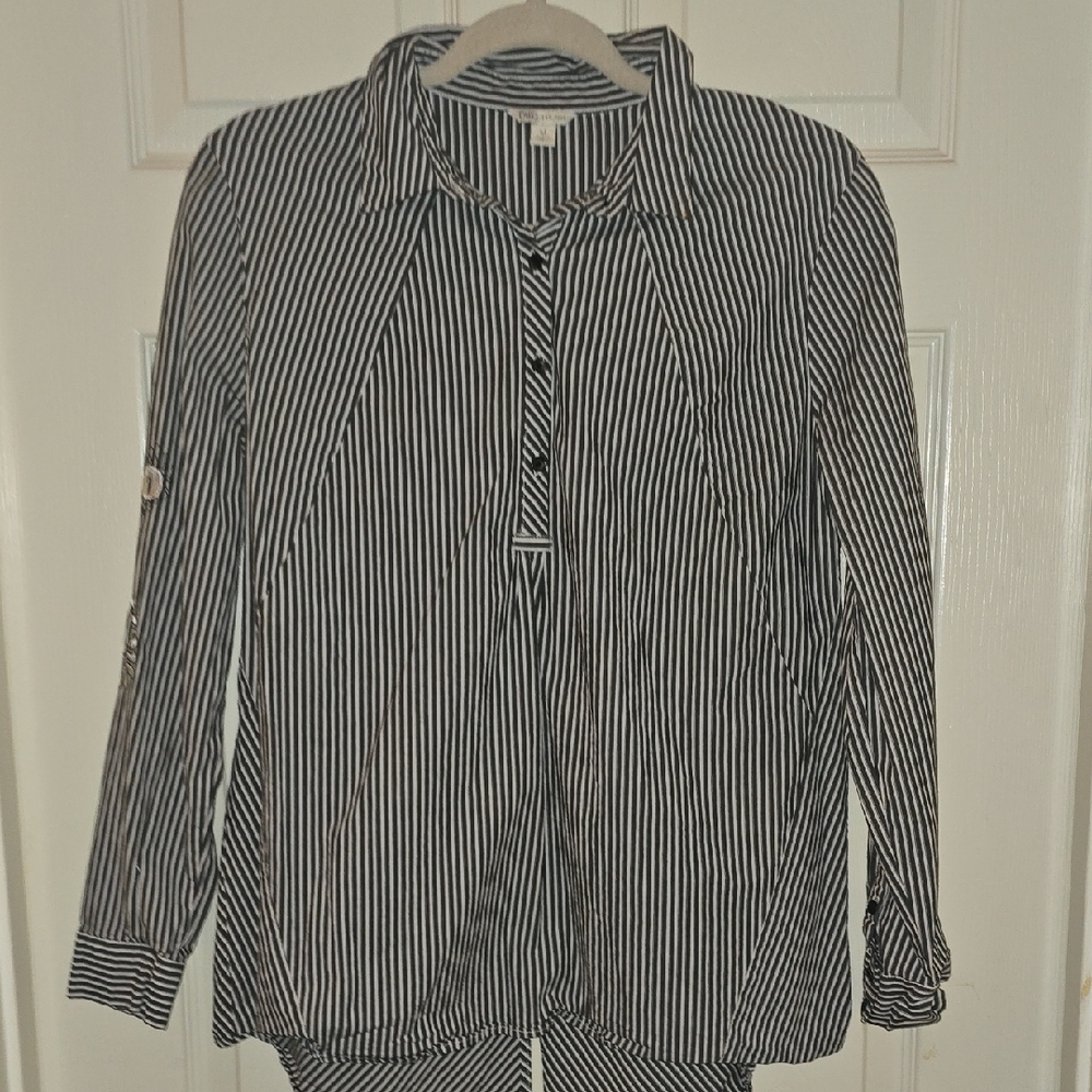 Cato Monochrome Emboidered Sleeves Striped‎ Shirt